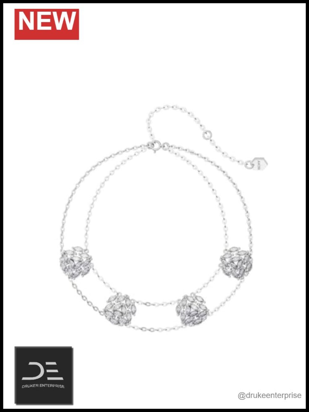 White Gold Tone Link Bracelet for Women, Geometric Chain Bracelet